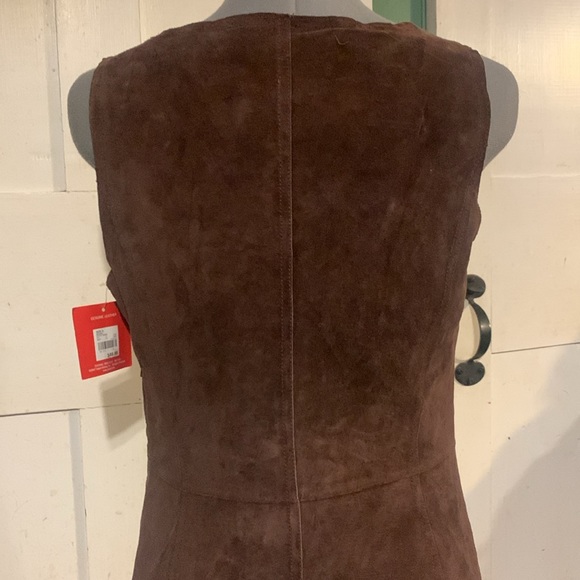 2/$50 NWT Isaac Mizrahi Zip Front Suede Jumper Collegiate Retro Business Rustic - Picture 6 of 13